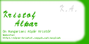 kristof alpar business card